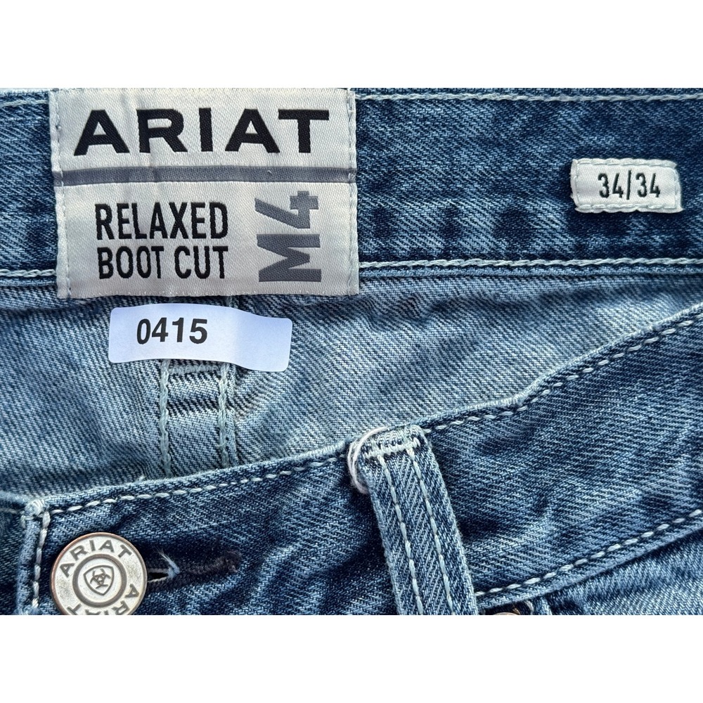 Ariat M4 Relaxed Boot Cut Jeans Mens 34x34 Medium Wash Denim Blue 10022986 - Picture 11 of 16